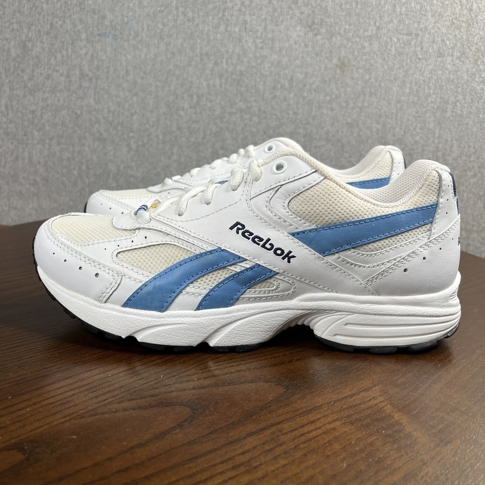 Reebok Sneaker Women's 8 Blue White Leather Classic Lace‎ Up Shoes RB 409 PYE